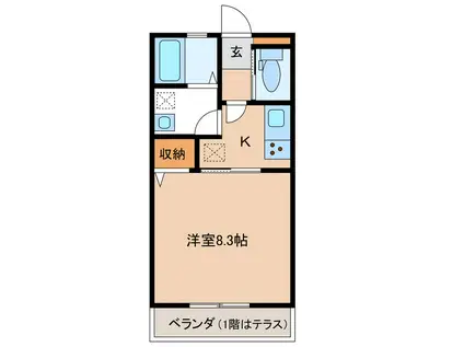 ベルメゾンZ1(1K/2階)の間取り写真