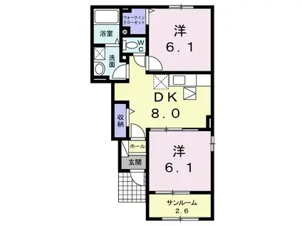 アバンダント・ライフ A(2DK/1階)の間取り写真