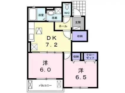 クローバー・III(2DK/1階)の間取り写真