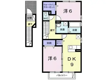 フルール瀬戸A(2DK/2階)の間取り写真