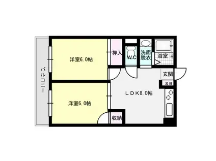 日之出ビル博多(2LDK/7階)の間取り写真