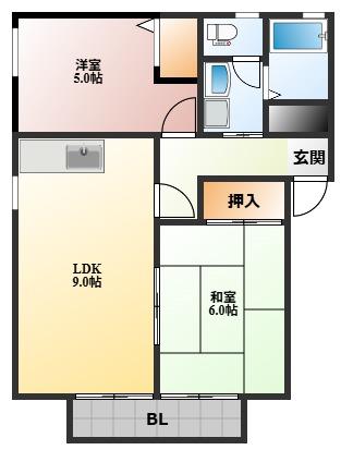 フレグランスヒルズ(2LDK/1階)の間取り写真