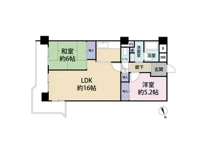 逆瀬川パ-クマンション(2LDK/6階)の間取り写真