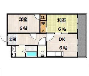レクシア歌島(2DK/3階)の間取り写真