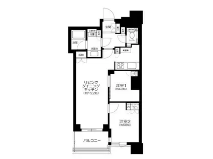 パークタワー勝どき サウス棟(2LDK/4階)の間取り写真