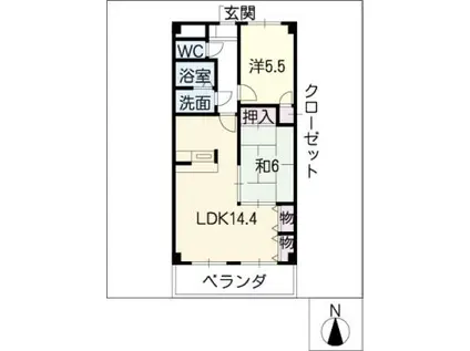 ミリオンベル I(2LDK/2階)の間取り写真