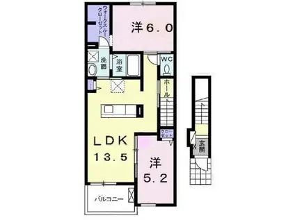 プラシードV(2LDK/2階)の間取り写真