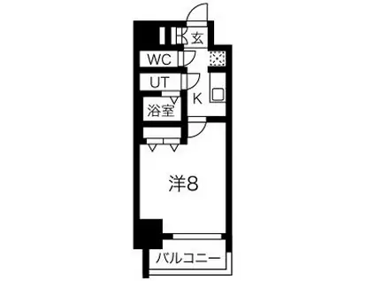 メイクスアート太閤通(1K/2階)の間取り写真
