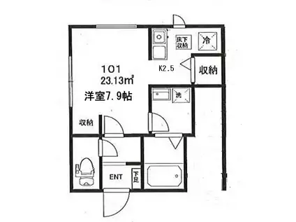 ゴールドキャッスル(1K/1階)の間取り写真