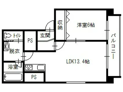 ル・グランデュール一条通(1LDK/2階)の間取り写真