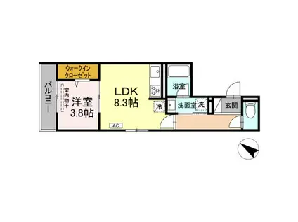 ディパイナ生麦(1LDK/3階)の間取り写真