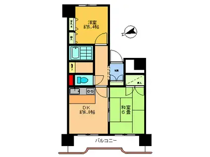 ライオンズマンション深沢(2DK/3階)の間取り写真