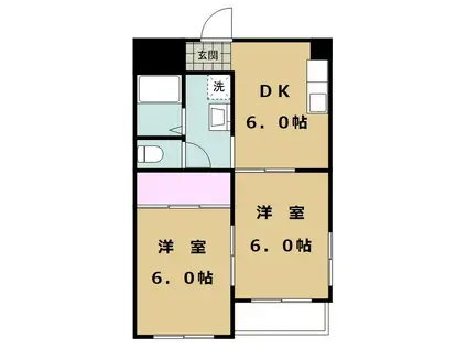 コーポ砂押南(2DK/3階)の間取り写真