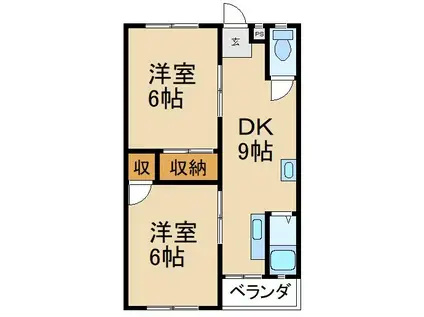 奥野マンション(2DK/3階)の間取り写真