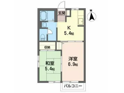 パレス・アザレアD(2K/2階)の間取り写真