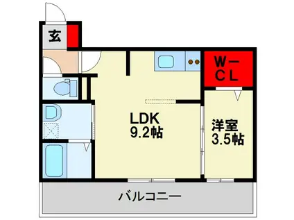 D-ROOM陣原II(1LDK/1階)の間取り写真