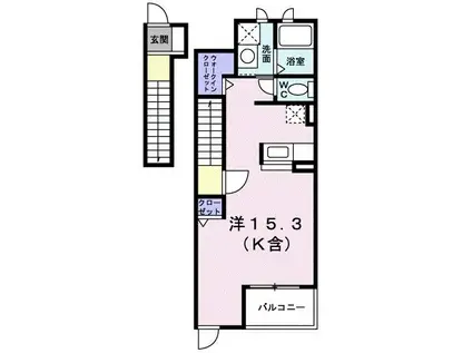 ソレイユ(ワンルーム/2階)の間取り写真