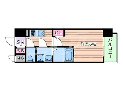 エスリードレジデンスグラン大阪福島ノース(1K/4階)の間取り写真