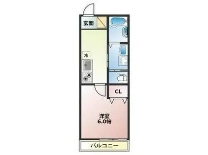 北白川上池田町アパート(1K/3階)の間取り写真