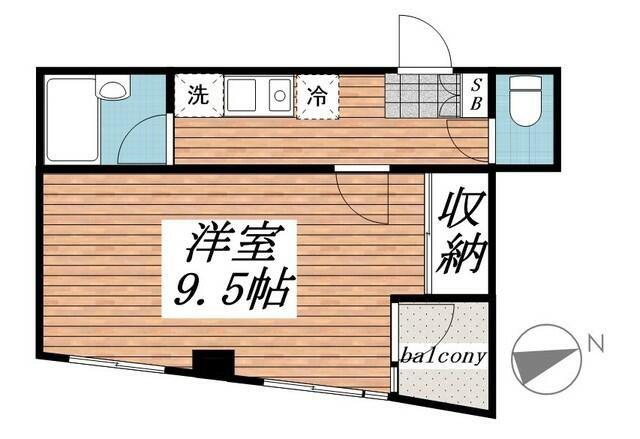カーサポラリス(1K/2階)の間取り写真