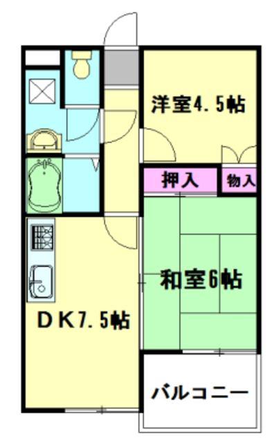 グリーンヒルアドバンス(2DK/2階)の間取り写真