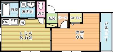 ナーセリーK3(1LDK/2階)の間取り写真