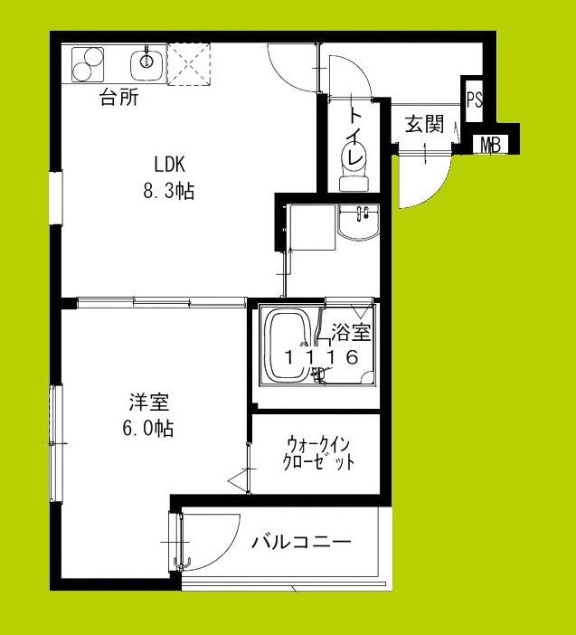 フジパレス北野田VI番館(1LDK/1階)の間取り写真