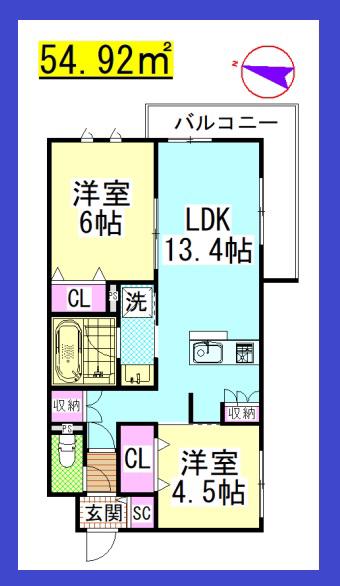 Y´SFRESIDENCEI(2LDK/2階)の間取り写真