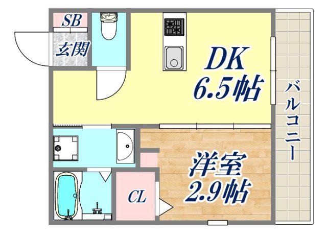 GAZELLENOA尼崎尾浜2(1DK/1階)の間取り写真