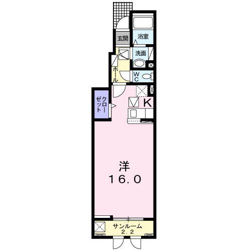 セレーン扇田A(1K/1階)の間取り写真