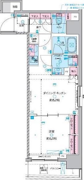 GENOVIA 東神田 GREEN VEIL(1DK/7階)の間取り写真