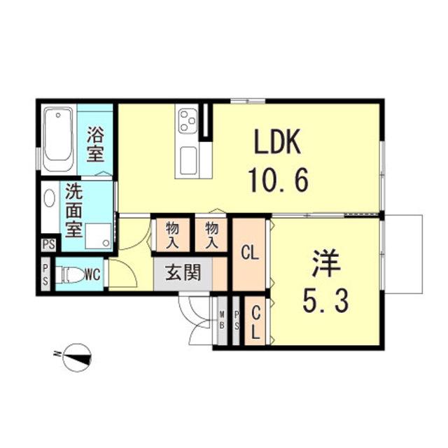 グリーンビラ高取山(1LDK/1階)の間取り写真