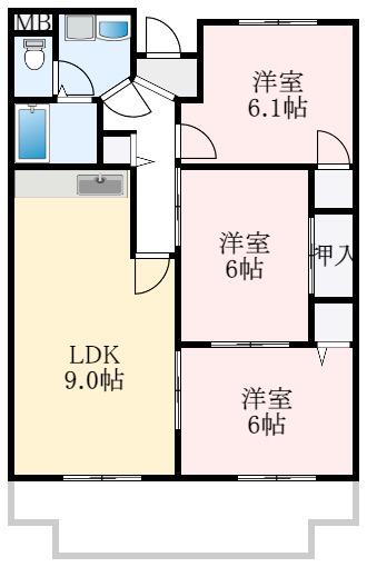 サンモール金剛(3LDK/2階)の間取り写真