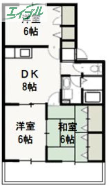 エルハイムIII(3DK/1階)の間取り写真
