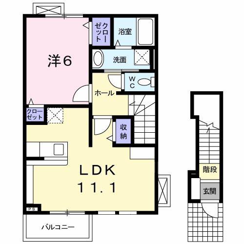 カリーノ・デフィー(1LDK/2階)の間取り写真