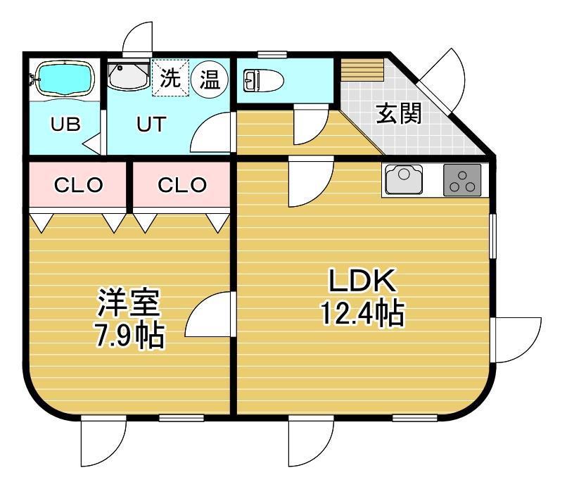 テラス木いちご(1LDK/1階)の間取り写真