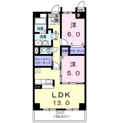 プレジールII(2LDK/3階)の間取り写真