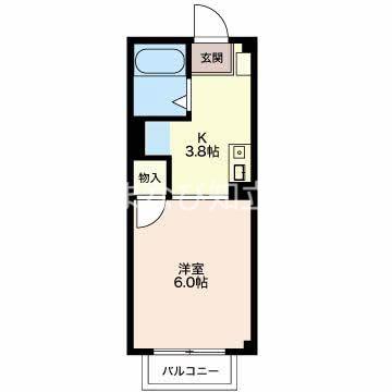 長篠ハイツB(1K/2階)の間取り写真