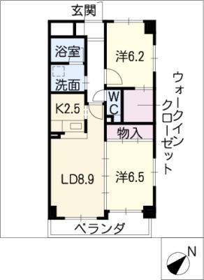 熱田一番館(2LDK/3階)の間取り写真