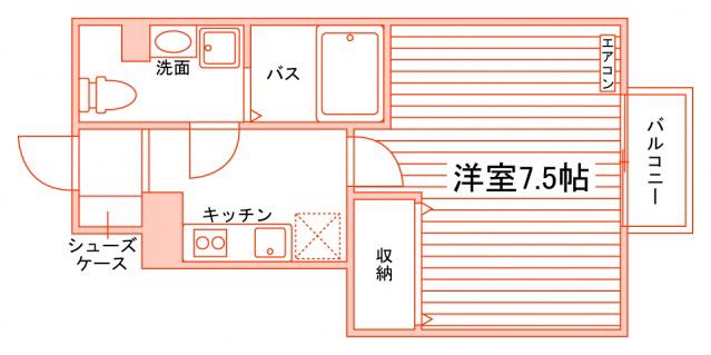 メゾンアスティオス(1K/1階)の間取り写真
