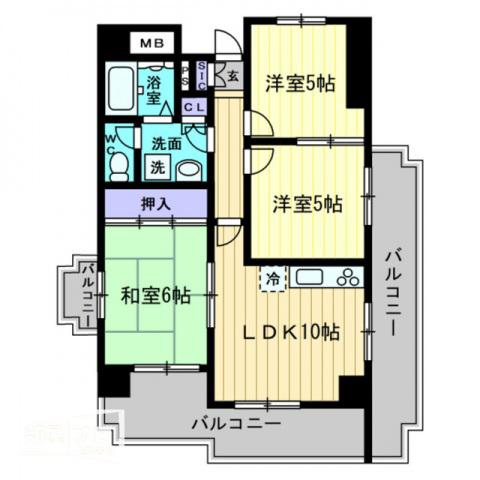 リアライズ上福岡(3LDK/4階)の間取り写真