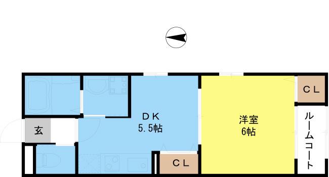 レトア福島(1DK/1階)の間取り写真