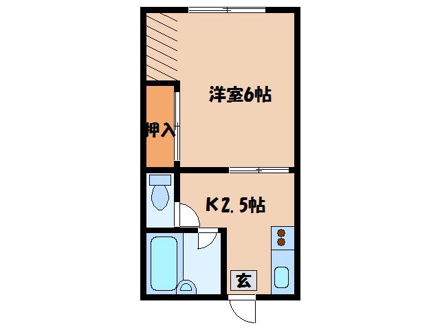 ユースハイツ(1K/1階)の間取り写真