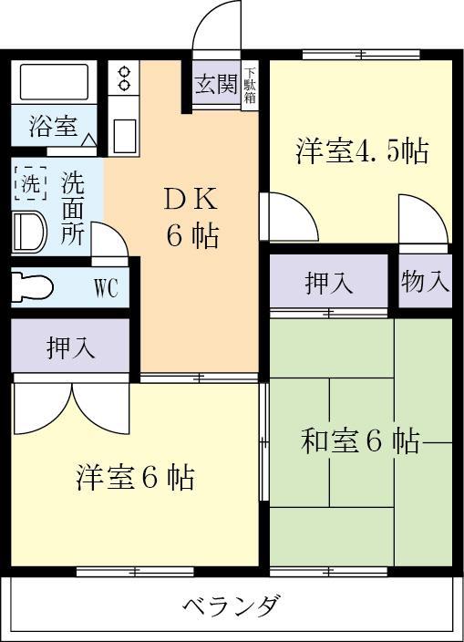 クリスタル5(3DK/1階)の間取り写真