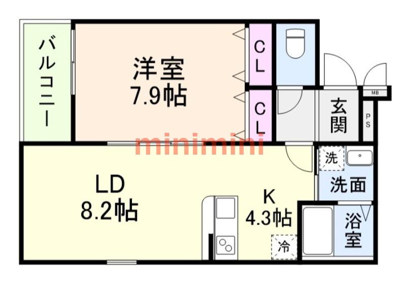 フジパレス戸伏(1LDK/3階)の間取り写真