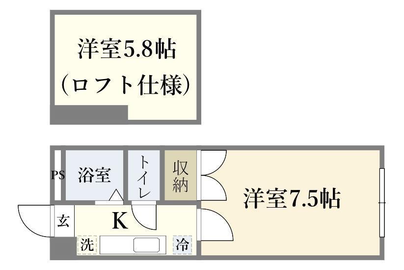 JR仙石線 陸前高砂駅 徒歩5分 2階建 築37年(2K/2階)の間取り写真
