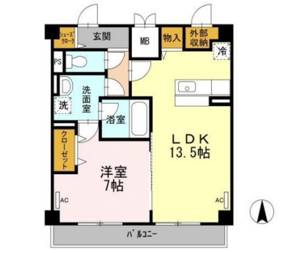 田町ガーデンハイツ(1LDK/4階)の間取り写真
