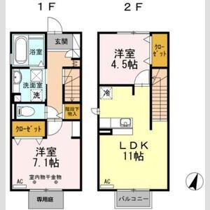 リヴィエール(2LDK/1階)の間取り写真