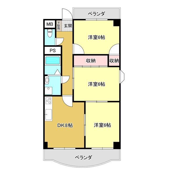 GRANDEG21K(3DK/4階)の間取り写真
