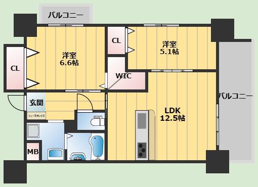 江坂 礎(2LDK/8階)の間取り写真
